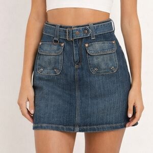 Vintage Ralph Lauren Polo Jeans Co. "Polly" Belted Denim Mini, Sz 12 | Y2k, 90s